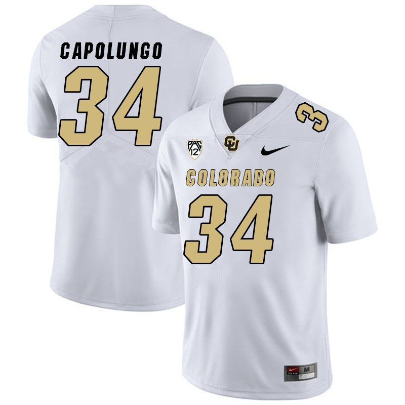 Men #34 Dante Capolungo Colorado Buffaloes College Football Jerseys Stitched Sale-White - Click Image to Close